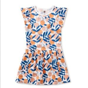 Tea Collection Flutter Sleeve Pocket Babygirl Dress in Citrus NWOT 3-6 Months